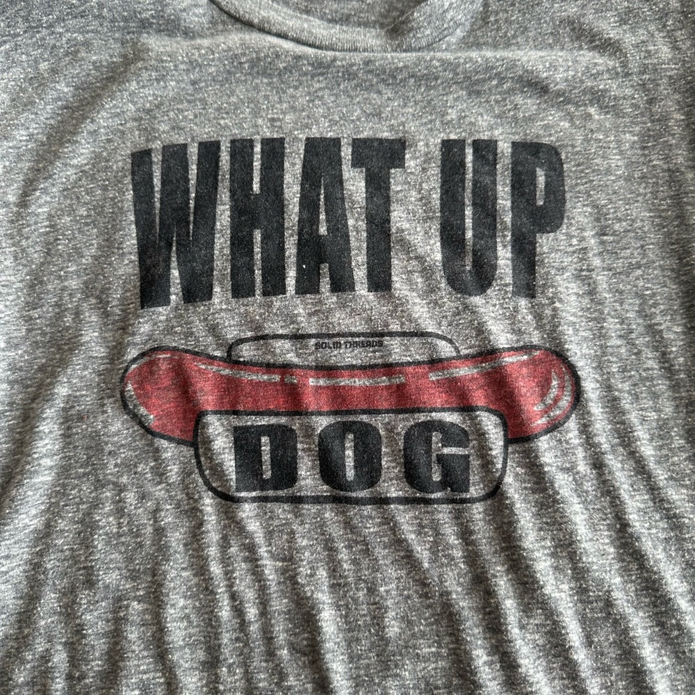 Rockets of Awesome Gray “What Up Dog?” Hot Dog Graphic T-Shirt